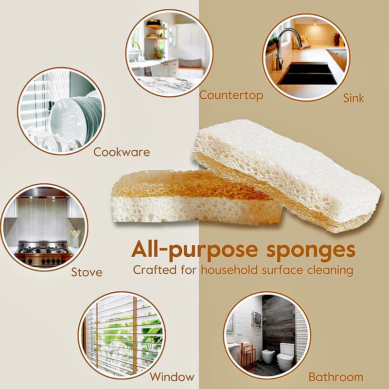 Loofah Dish Sponges Kitchen,Organic Natural Sponges for Dishes,Non Scratch Eco