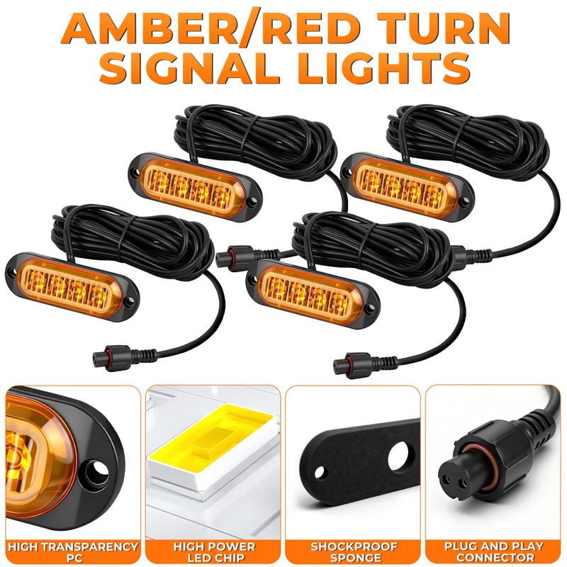 YUDE ATV SXS UTV Turn Signal Kit with 110dB Horn,Pre-Wired,Plug