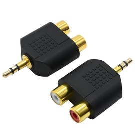 CADUFUELLY 2 Pcs 3.5mm Stereo TRS Male to Replacement for Female Audio Y Splitter Adapter Gold Plated Adapter