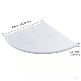 Jusmioke White Marble Corner Shower Shelf, 9 Inch Stone Corner Shelves for Bathroom Wall Mounted Both Sides Polished (1)