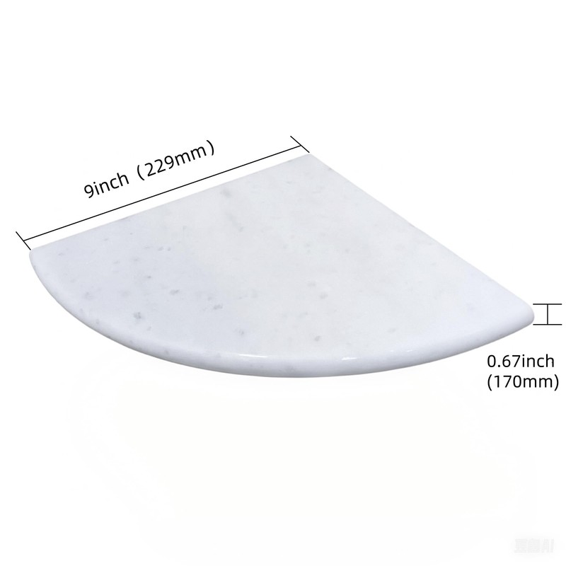 Jusmioke White Marble Corner Shower Shelf, 9 Inch Stone Corner