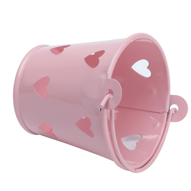 12pcs Mini Metal Bucket Hollow Heart Shaped Bucket with Handle