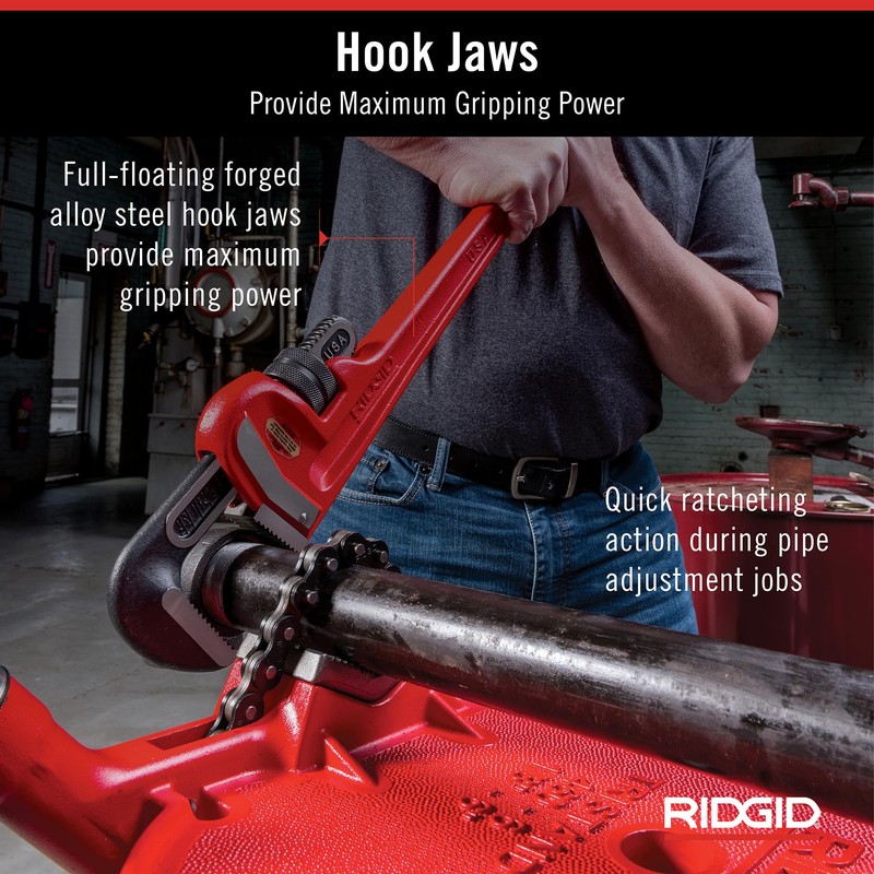 RIDGID 31030 Heavy-Duty Straight Pipe Wrench, 24" Sturdy Plumbing Wrench