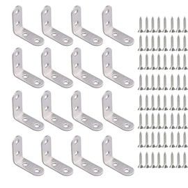 Gasea 20pcs Corner Brackets, 90 Degree Right Angle Brackets Fastener L Shaped Corner Braces with 80pcs M4 Screws - 40mm x 40mm