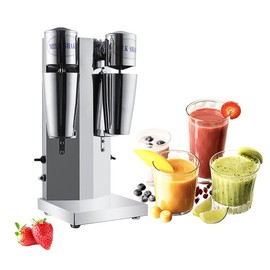 INTBUYING Dual Head Milkshake Machine Stainless Steel Milk Shake Machine 2 Speed with Mixing Cup, Smoothie Mixer Blender Cocktail Maker Commercial Milkshake Mixer
