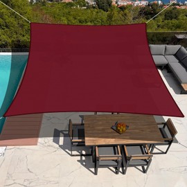 TANG Sunshades Depot 6'x17' Rectanlge Waterproof Knitted Shade Sail with 8 inch Hardware Kit Curved Edge Red U*V Block Pergola Carport Canopy Awning Customize Available