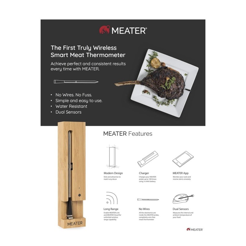 Meater Wireless Smart Meat Thermometer for the Oven Grill Kitchen