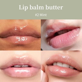 4 Colors Butter Lip Balm Lip Tint Hydrating Lip Gloss, High Shine Nude Color Hydrating Finish Lip Glow Oil 4 Flavors (02# Mint)