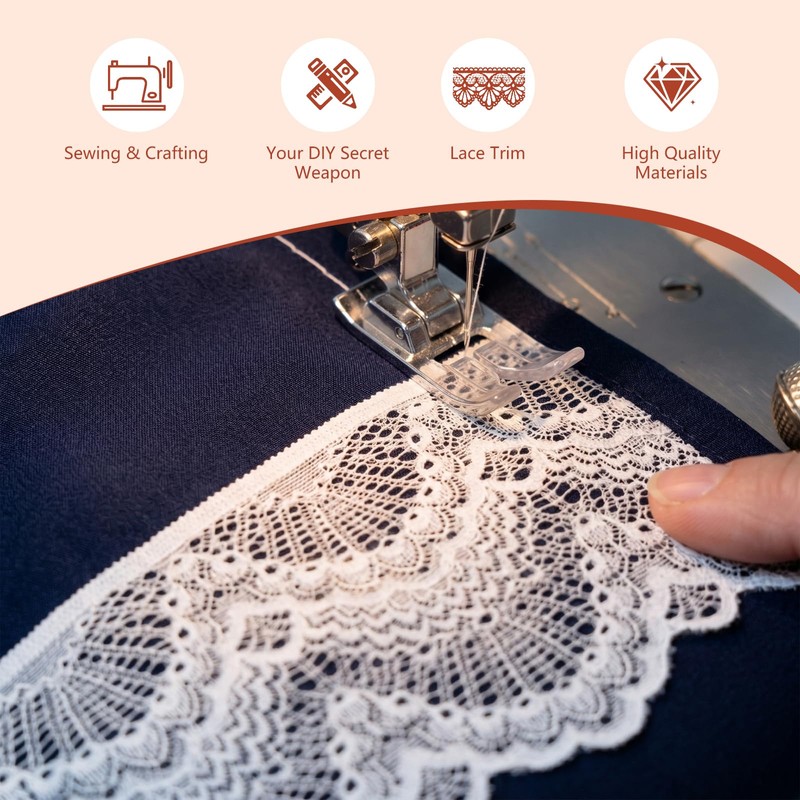 White Floral Embroidered Lace Trim 4 Inch x 5 Yards