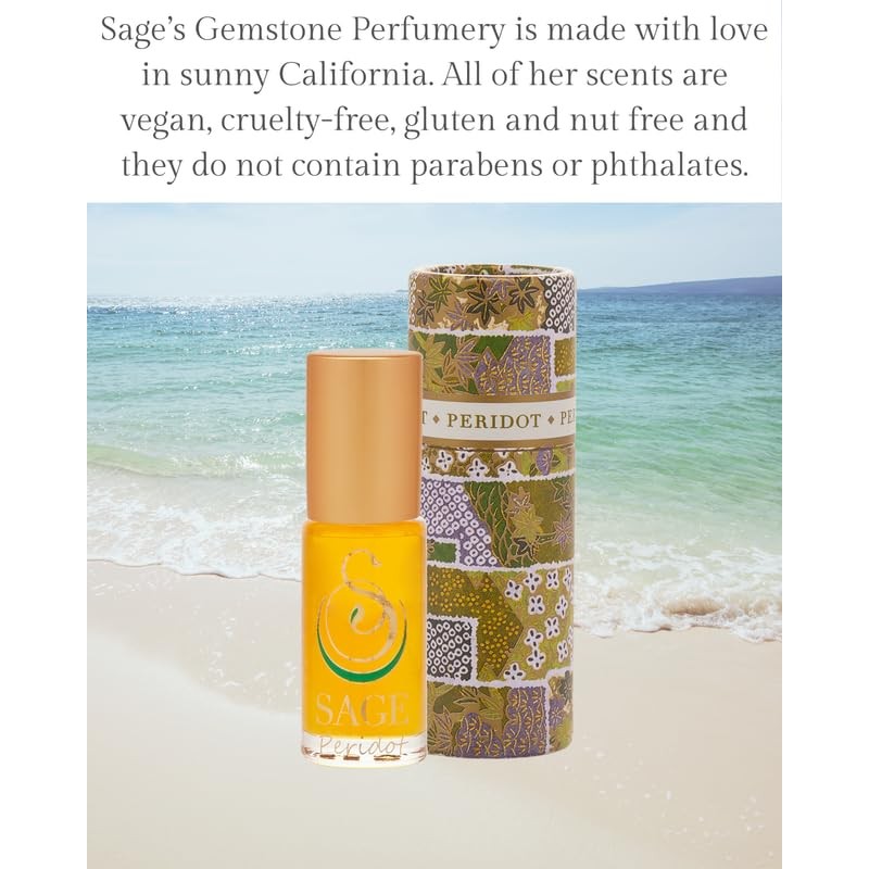 Peridot Perfume Oil Roll-On by Sage- 1/8 oz, Vegan &