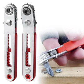 Taicols Mini Ratchet Wrench Set, 1 Pcs Flat Head + 1 Pcs Elbow Head Cr-V Steel Reversible Ratcheting Wrenches with 1/4" Hex Drive Socket High Torque Offset Right Angle Screwdriver for Screwdriver Bits