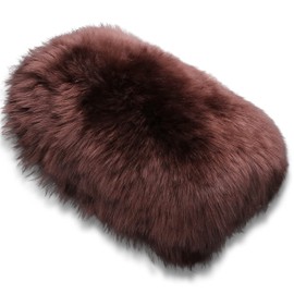 Andalus Brands Pure Australian Sheepskin Fluffy Car Center Console Cover, Luxurious Non-Shedding Furry Arm Rest Cover for Car, Versatile for All Seasons, Mocha - (11.47" X 6.3")