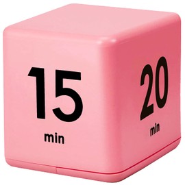 DQDEDIAN Cube Timer, Kitchen Timer with Gravity Flip Countdown Settings 15-20-30-60 Minutes for Time Management and Work, Study, Desk,Exercise, Cook, Baking(Pink)