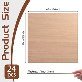 24 Pcs Mahogany Plywood Sheets,16 x 16 x 1/8 Inch - 3mm Thick Mahogany Unfinished Wood for Crafts Laser Cutting & Engraving, School DIY Projects, Painting, Fretwork, CNC Cutting, and Wood Burning