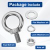 SRZTXU 4 Pack M10 Stainless Steel Eye Bolts with Nuts