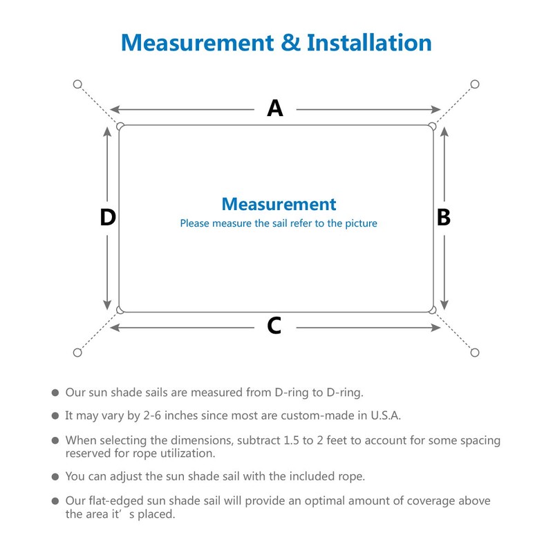 Eden's Decor Straight Flat Edge Sun Shade Sail with Grommets,