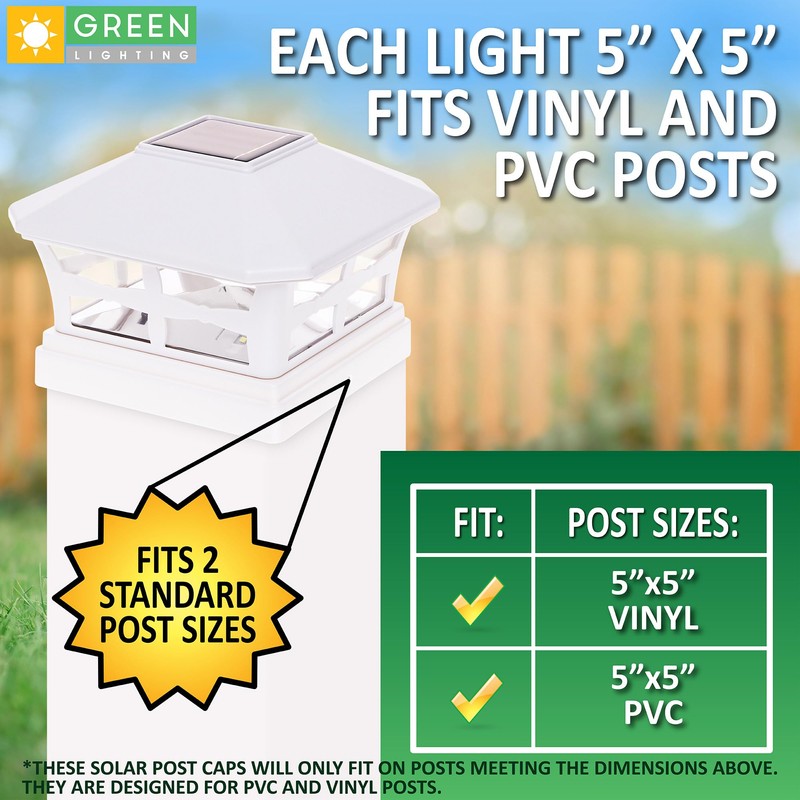 GreenLighting Mission Solar Post Cap Lights Fits 5x5 PCV/Vinyl Outdoor