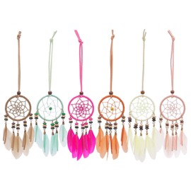 Mini Dream Catcher 7pcs Set - Car Interior Rearview Mirror Dangle Bag Pendant Charm 1.2" Diameter and 9" Long (Diameter 2.1“ 6pcs)