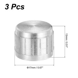 sourcing map 3pcs Potentiometer Knob Knurled Shaft Silver Aluminum 6mm Shaft Dia. Rotary Knob 17mmx13mm Volume Control Knob