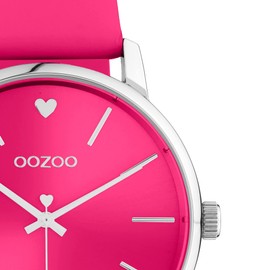 Oozoo Vintage Women's Watch – Silver Wrist Watch with 20 mm Leather Strap – Analogue Women's Watch in Round, Smoke Pink, Strap.