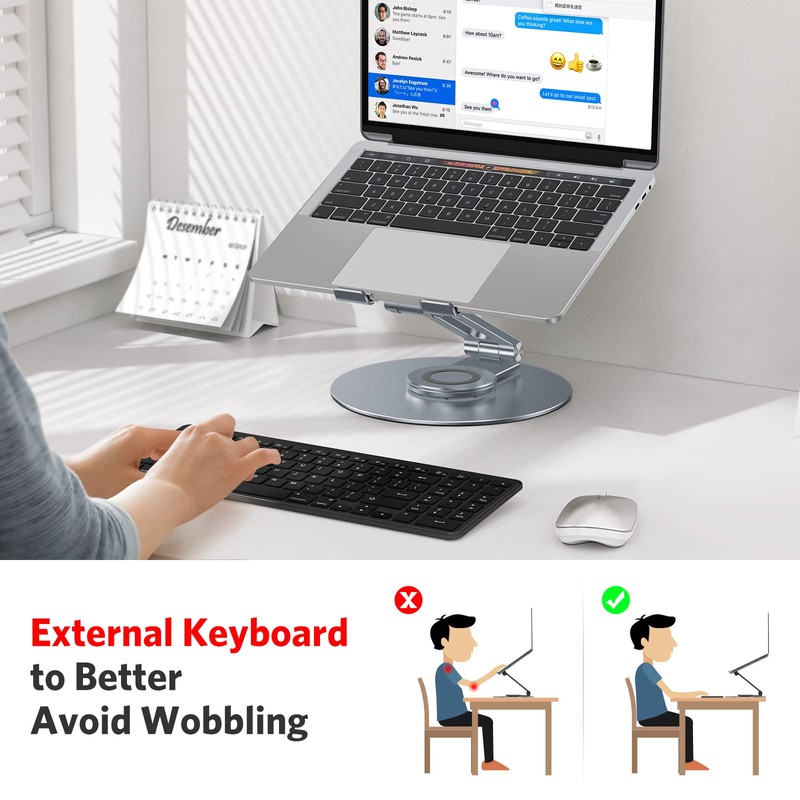 OMOTON Adjustable Laptop Stand with 360 Rotating Base, Ergonomic Laptop