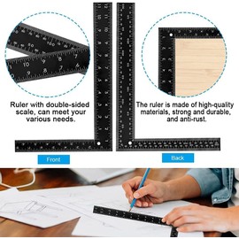 Framing Square L Shaped Ruler – 12 x 8 Inches Set Square | 300 mm * 200 mm | Tri Square Alloy Steel Precision Carpenter's Square | 90 Degree Angle Finder Roofing Square | Woodworking Measurement Tool