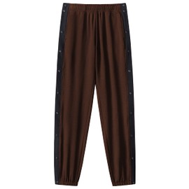 Chrisuno Tear Away Pants for Men Post Surgery Button-Down Jogging Mens Side Zipper Open Bottom Sweatpants Knee Brown M