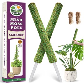 DUSPRO Green Stackable Mesh Moss Pole for Plants Climbing Vine Supporting Monstera Trellis, for Indoor Plants Extendable Plant Pole Moss Sticks, for Plants Monstera Potted Plant Stakes 2 pcs 22''