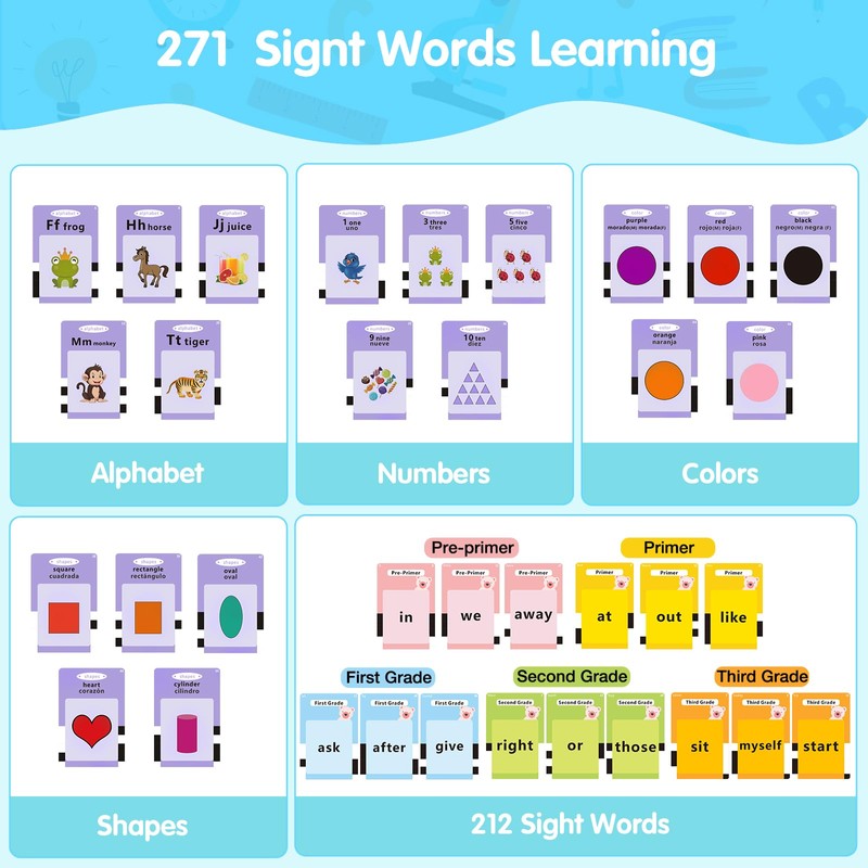 QuTZ Talking Flash Cards 271 palabras de vista, color azul
