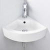 VASOYO Small Corner Bathroom Sink Wall Mount White Triangle Porcelain