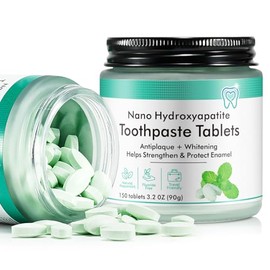 Toothpaste Tablets, Natural Peppermint Chewable Toothpaste Tabs, Fluoride Free, Travel Friendly Fresh Breath Cleansing, 150 Tablets