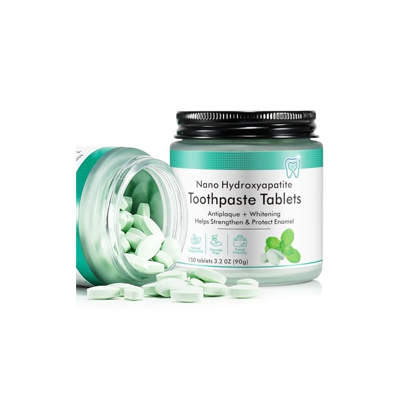 Toothpaste Tablets, Natural Peppermint Chewable Toothpaste Tabs, Fluoride Free, Travel