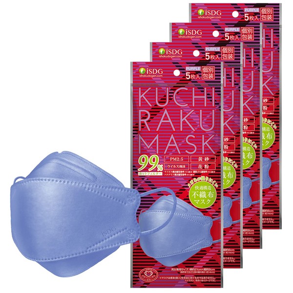 ISDG KUCHIRAKU MASK, Purple, Set of 5