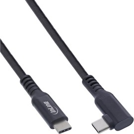 InLine® USB-C VR Kabel 5m, gewinkelt, USB 3.2 Gen.1, 60W Ladefunktion, 5Gb/s, für Meta/Oculus VR-Brillen, schwarz, 35705V