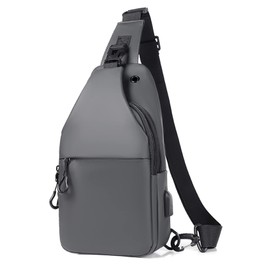 Hjkiopc Chest Bag Sling Bag Men's Small Shoulder Bag Outdoor Waterproof Casual Men's Bag Lightweight Strap Bag for Work Travel Hiking Everyday etc., A-Grey, Simple style