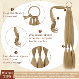 Sofeiyan Long Braid Ponytail Extension with Hair Tie Straight Sleek Wrap Around Hair Extensions Braid Pony Tail Fluffy Natural Soft Synthetic Hairpieces for Women Daily Wear, 26 inch
