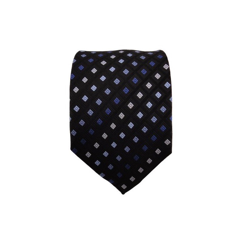 TigerTie Silk Tie Blue Light Blue Royal Black Patterned with