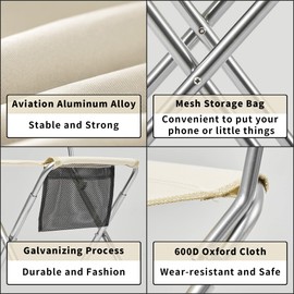 Naturehike Folding Chair, Fishing Chair, Folding Stool, Portable Chair, Ultralight Folding Stool, Mini Stool, Only 422 g and 75 kg Load Capacity (Light Yellow)