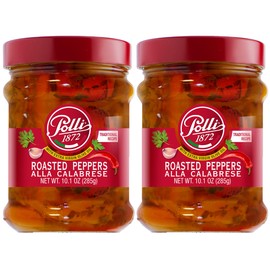 Polli Antipasto Roasted Peppers Alla Calabrese With Extra Virgin Olive Oil | Traditional Recipe | Made In Italy- 2 Pack (10.1 oz Each)