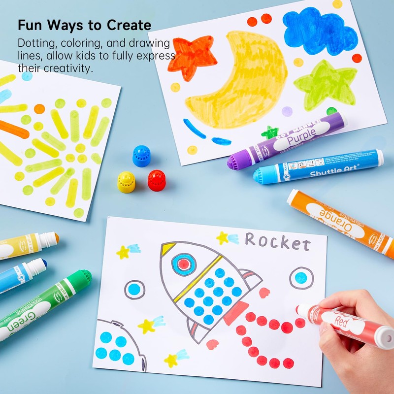 Shuttle Art Dot Markers, 10 Colors Washable Markers for Toddlers,Bingo