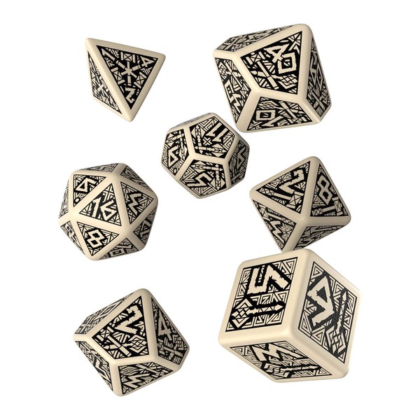 Q-Workshop Dwarven Beige & Black RPG Ornamented Dice Set 7