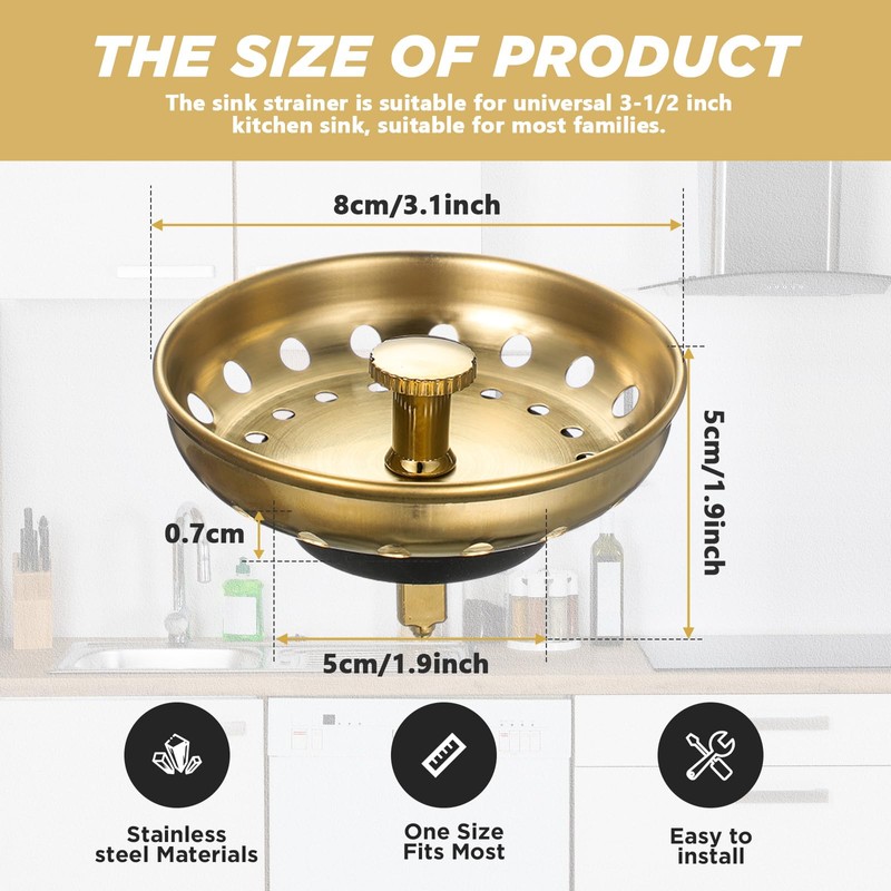 Retisee 2 Pcs Kitchen Sink Stopper Strainer Stainless Steel Drain