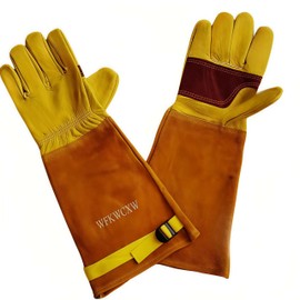 wfkwcxw Rose Pruning & Cactus&Leather&Heavy Duty&Long Gardening Gloves for Men Thorn Proof,Men's Gardening Gloves (Yellow, XL)