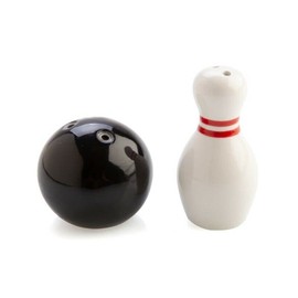 Bowling Ball Pin and Alley Salt & Pepper Shakers Set Novelty Funny
