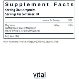 MEIN HAUS- Complejo Triple Magnesio Vital Nutrients  Glicinato, Malato y Óxido de Magnesio Vegano 250mg  Fácilmente