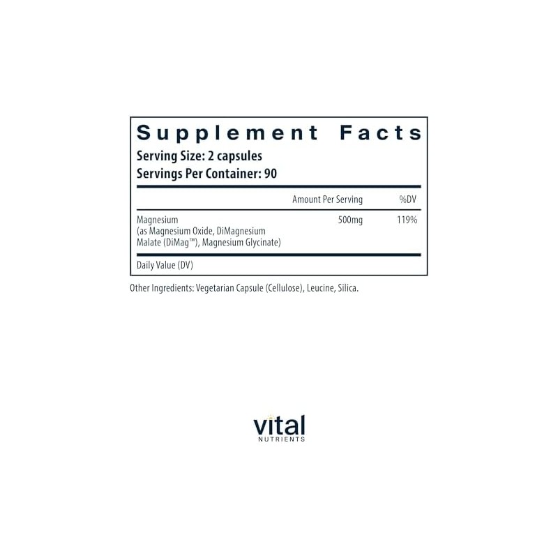 MEIN HAUS- Complejo Triple Magnesio Vital Nutrients Glicinato, Malato y