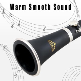 EASTROCK Bb Clarinet 17 Keys ABS Material Wide Range of Tones Particularly Beginner & Students-friendly with Using Tools and 2 Replaceable Barrels (Silver Plated Keys)