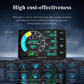 Liiiyuan Obd2 Gauge Display, XS New 1,Heads Up Display with Vehicle Inclinometer, Multi-Function Digital Instrument Cluster with Speed, RPM for All Cars.