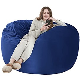 HABUTWAY Bean Bag Chair: Giant 4' Memory Foam Furniture Bean Bag Chair with Microfiber Cover - 4Ft, Dark Blue…