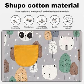 Waterproof Panda Kids Painting Apron with Detachable Sleeves, Toddler Art Smock Children Apron for Painting, Cooking, Baking, Grey, Large